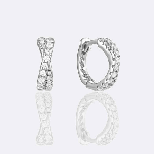 Laurel Crossover Sparkle Huggie Hoops