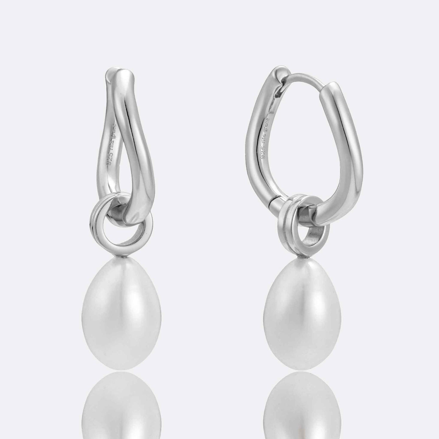 Charlotte Large Irregular Hoops with Pearl Pendant