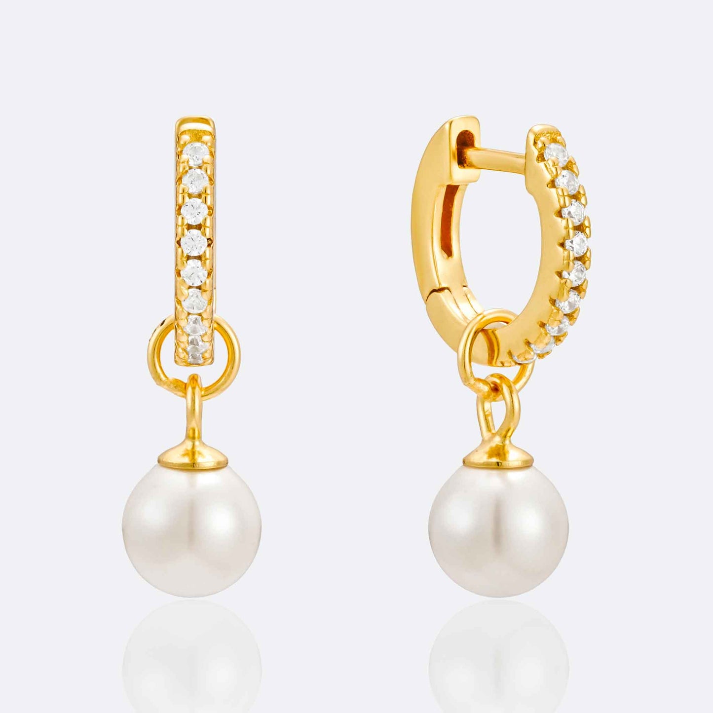 Alice Pearl Drop Sparkle Hoop Earrings