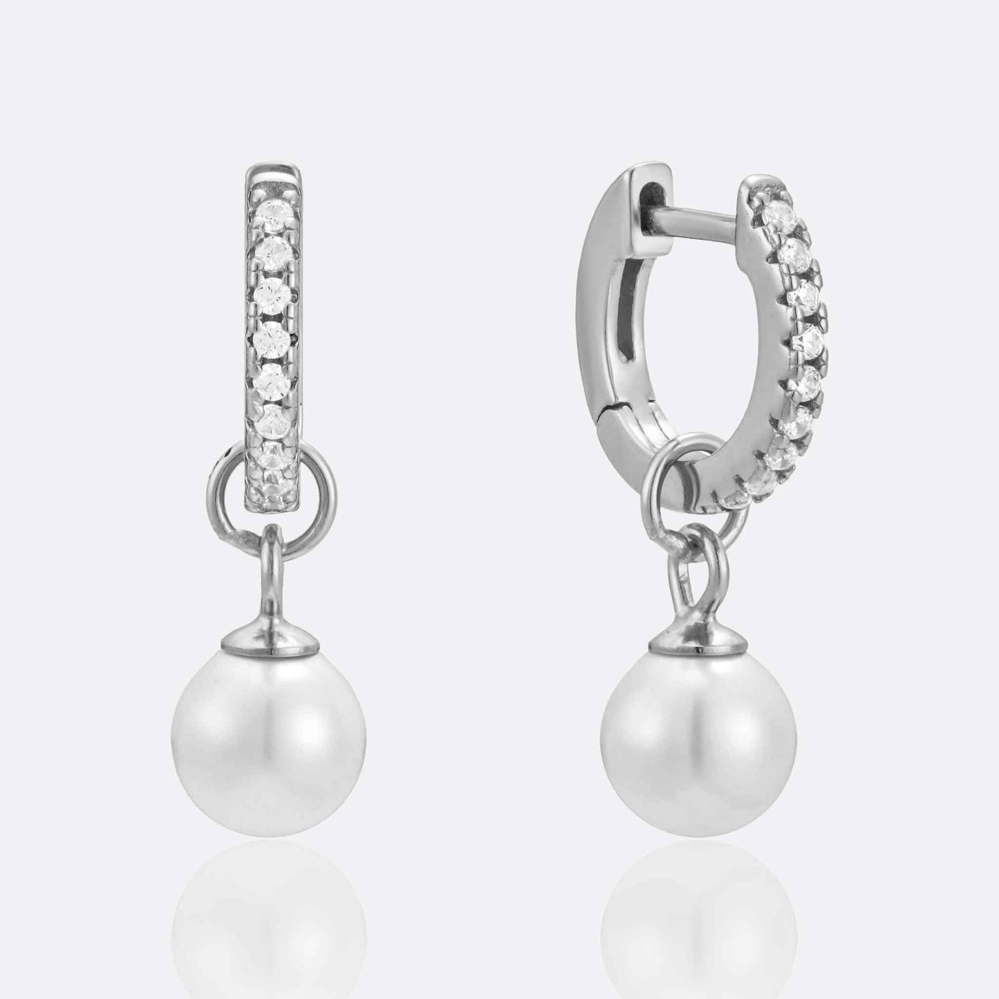 Alice Pearl Drop Sparkle Hoop Earrings