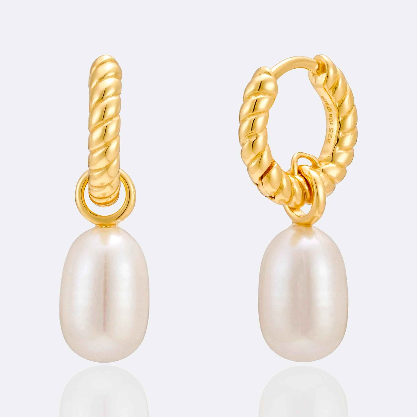 Isabella Pearl Drop Twist Hoop Earrings