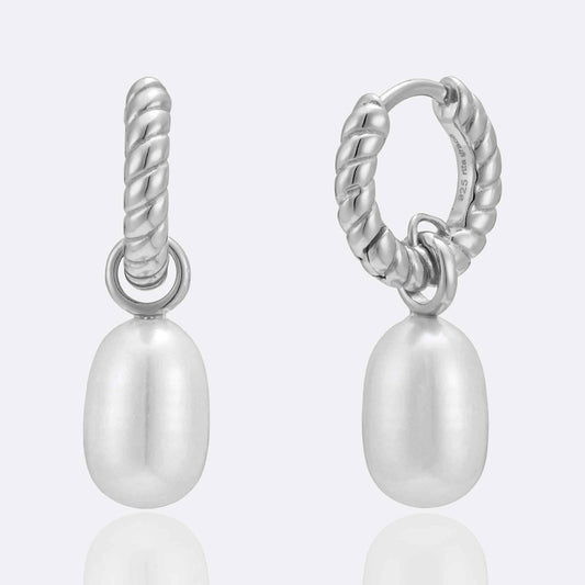 Isabella Pearl Drop Twist Hoop Earrings