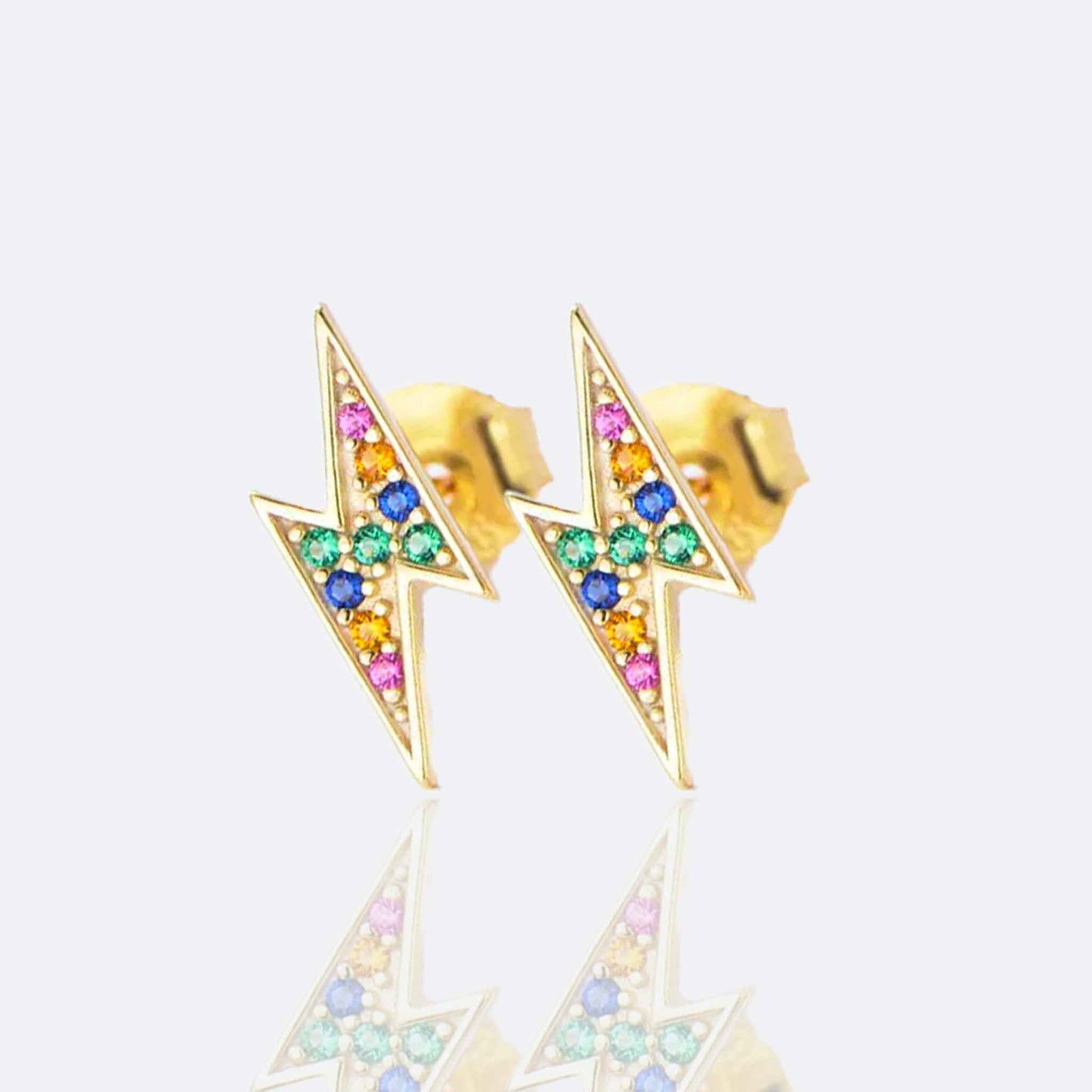 Lucy Lightening Bolt Studs - Coloured Zirconia