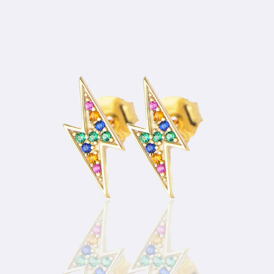 Lucy Lightening Bolt Studs - Coloured Zirconia