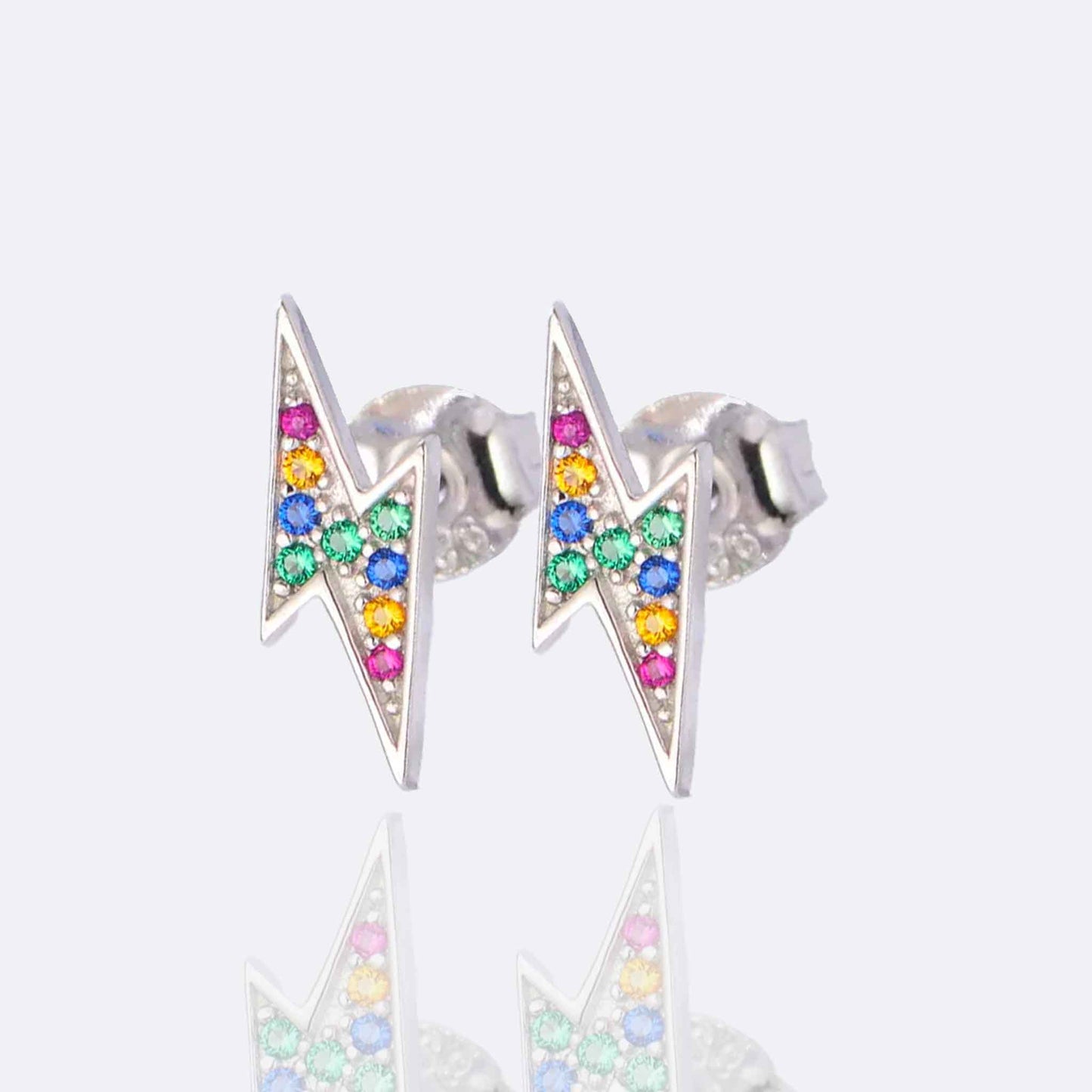 Lucy Lightening Bolt Studs - Coloured Zirconia