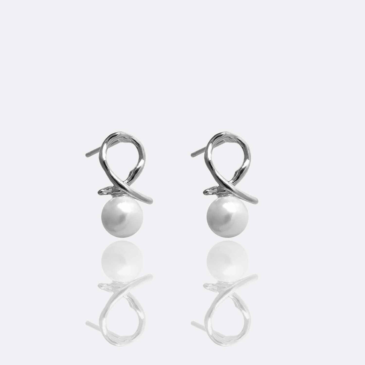 Lacey Pearl Twist Stud Earrings